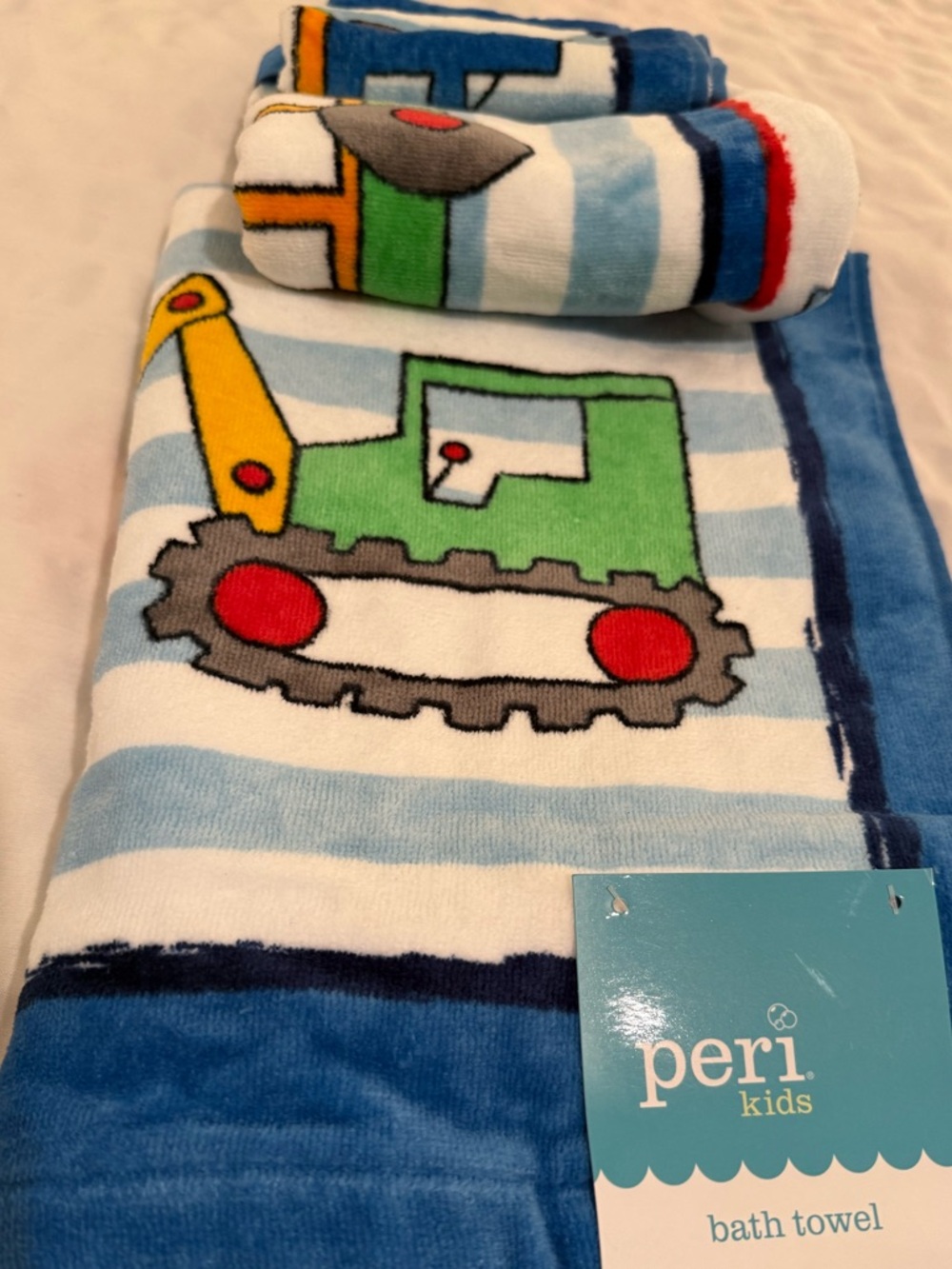 Towel Sets of 3 For Boys Cotton Bath Towels “PERI Kids” With Toy 🚘🚜🚒